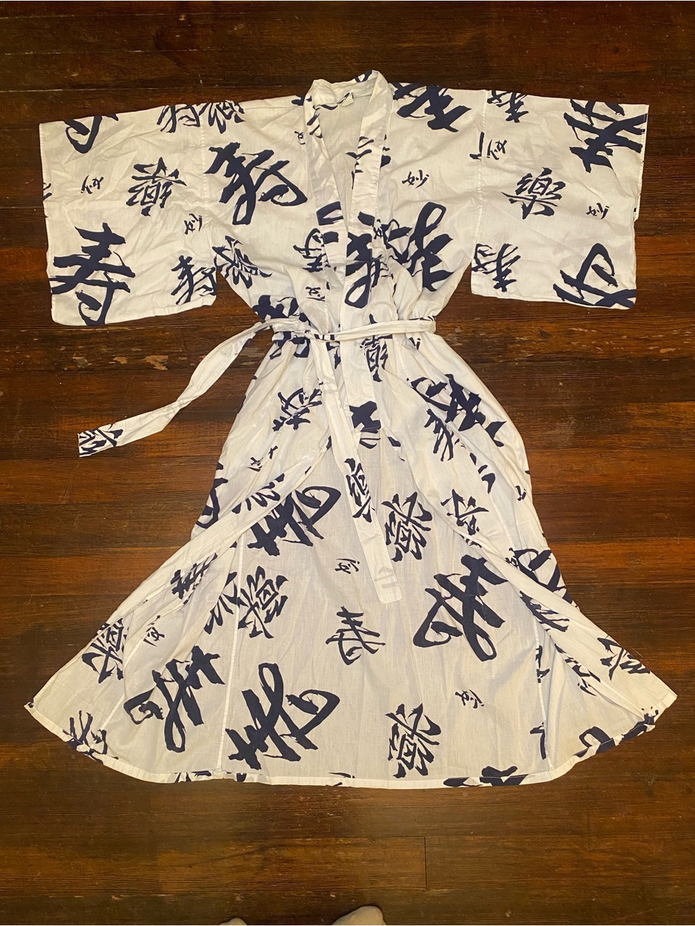 EUC True Vintage Cotton Japanese Fortune Kanji Yukata Kimono Robe